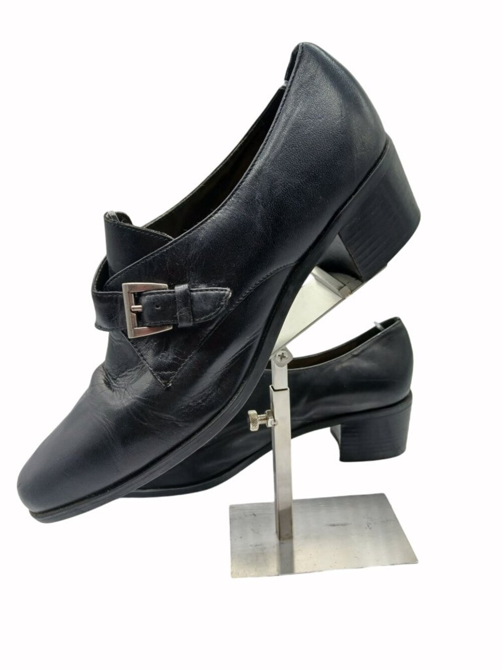 Vintage Hunt Club Womens Black Monk Strap Heels Shoes Size 10.5 Chunky JC Penney - Picture 3 of 16